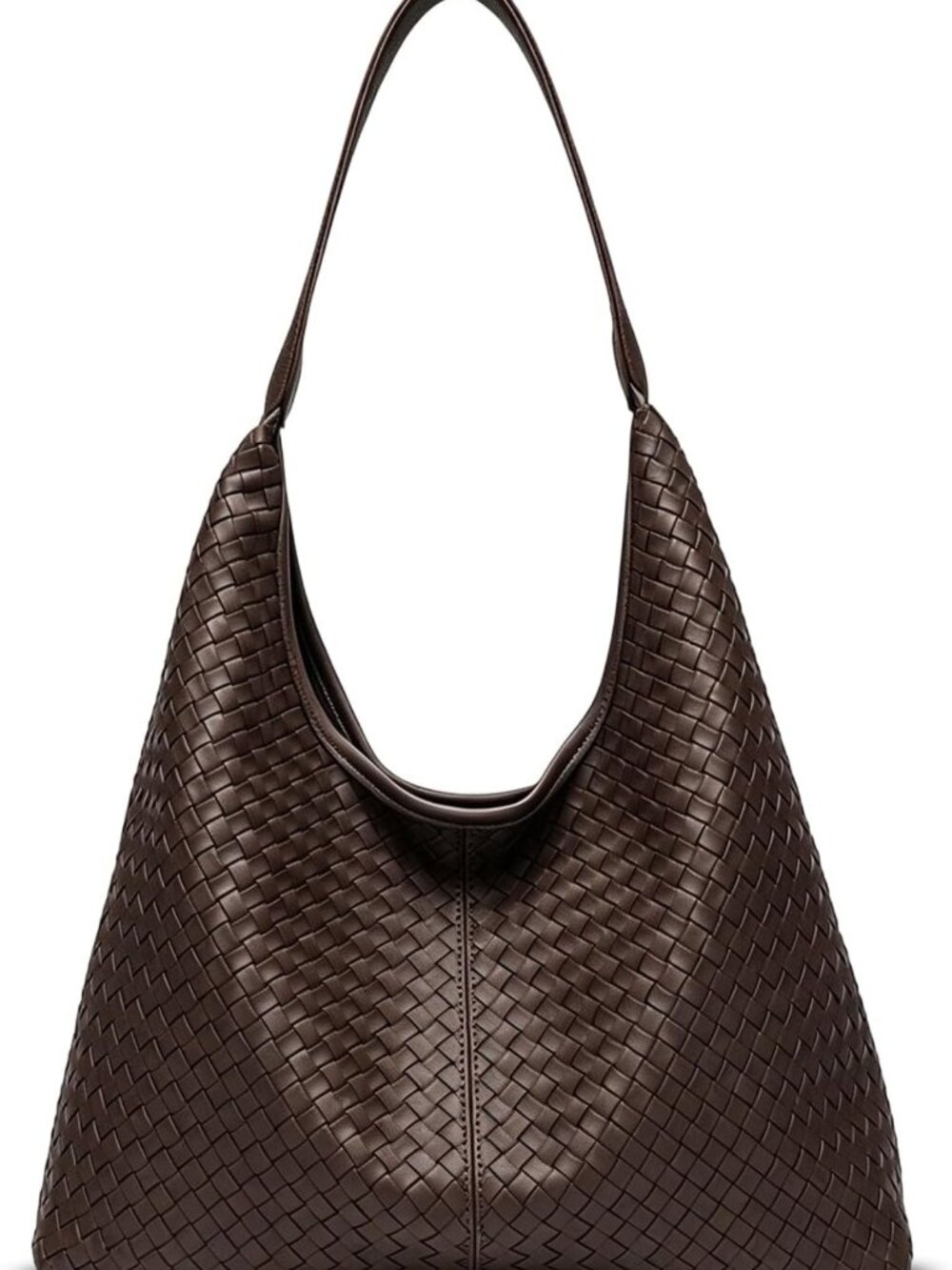 Large Slouchy Vegan Leather Hobo Tote Bag - Woven Textured Purse for Women
